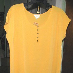 GOLD Poly Crepe TOP Plus Size XXL Perch NWT